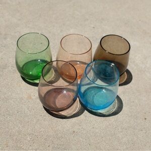 Colorful vintage wine glass set